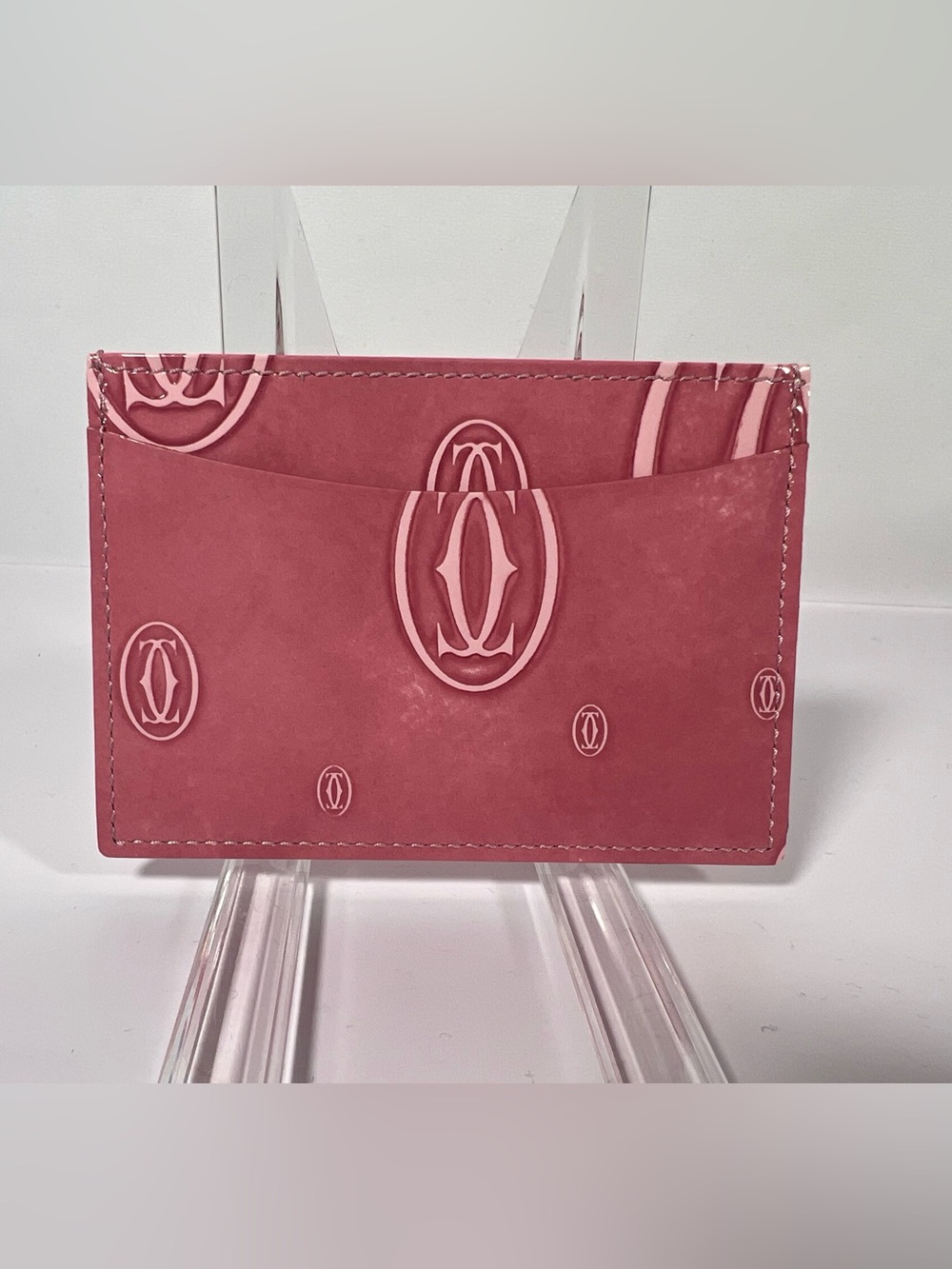 1201: Cartier Happy Birthday Pink Patent Leather Card Holder Wallet